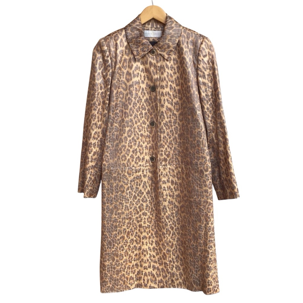 Darby Scott Leopard Print Mid Length Overcoat Jacket Women’s Size 2 NEW